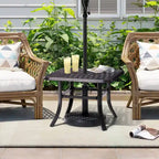 VredHom Cast Aluminum Square Side Table Outdoor with Umbrella Hole - 24.02 L x 24.02 W x 17.52 H