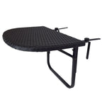 Table de balcon pliable en osier pour l'intérieur et l'extérieur avec structure métallique et pinces réglables
