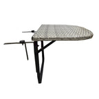 Table de balcon pliable en osier pour l'intérieur et l'extérieur avec structure métallique et pinces réglables