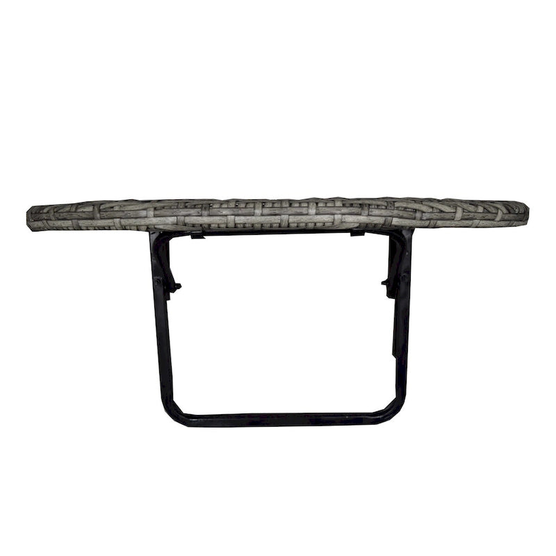 Table de balcon pliable en osier pour l'intérieur et l'extérieur avec structure métallique et pinces réglables