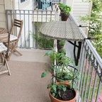 Table de balcon pliable en osier pour l'intérieur et l'extérieur avec structure métallique et pinces réglables