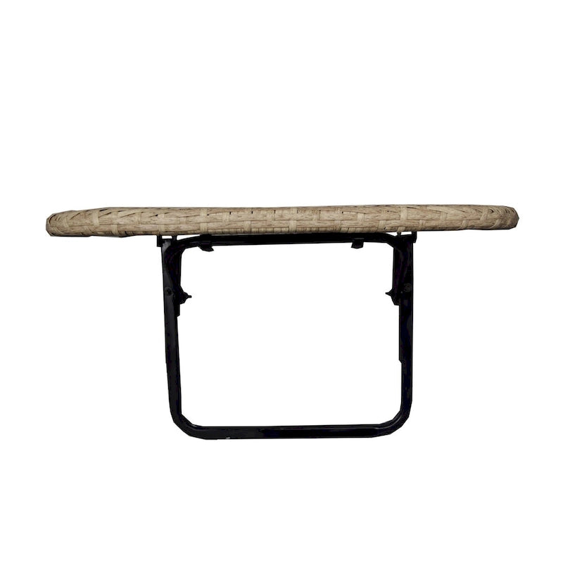 Table de balcon pliable en osier pour l'intérieur et l'extérieur avec structure métallique et pinces réglables