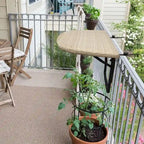 Table de balcon pliable en osier pour l'intérieur et l'extérieur avec structure métallique et pinces réglables