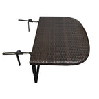 Table de balcon pliable en osier pour l'intérieur et l'extérieur avec structure métallique et pinces réglables