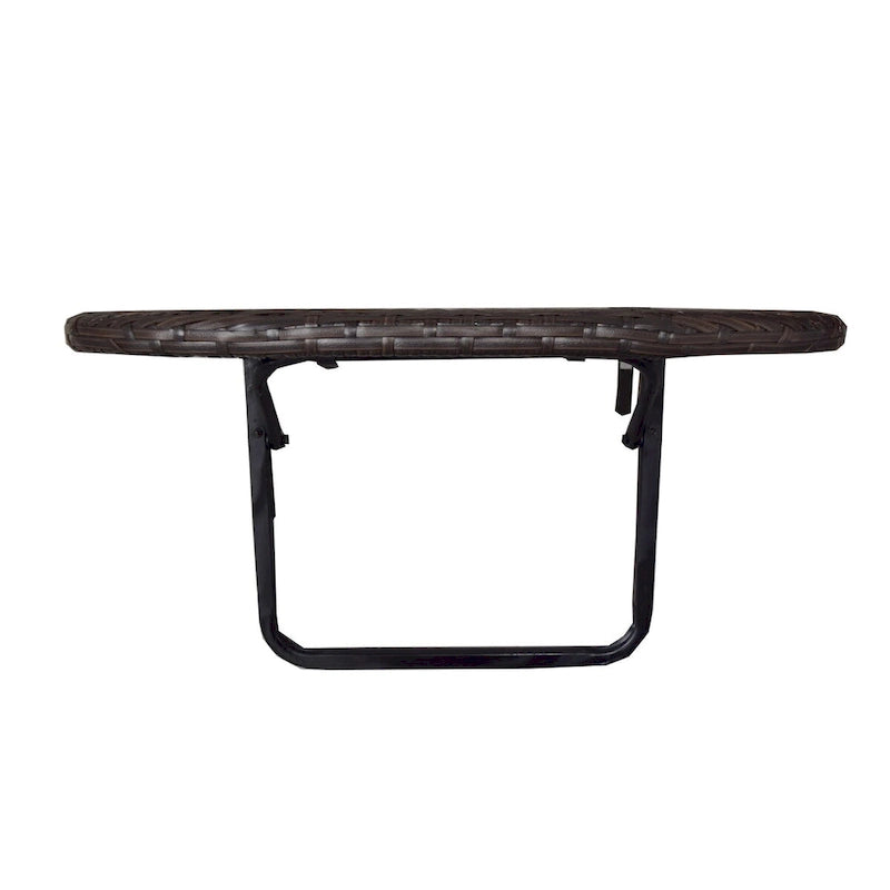Table de balcon pliable en osier pour l'intérieur et l'extérieur avec structure métallique et pinces réglables