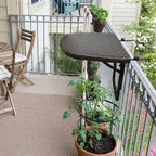 Table de balcon pliable en osier pour l'intérieur et l'extérieur avec structure métallique et pinces réglables