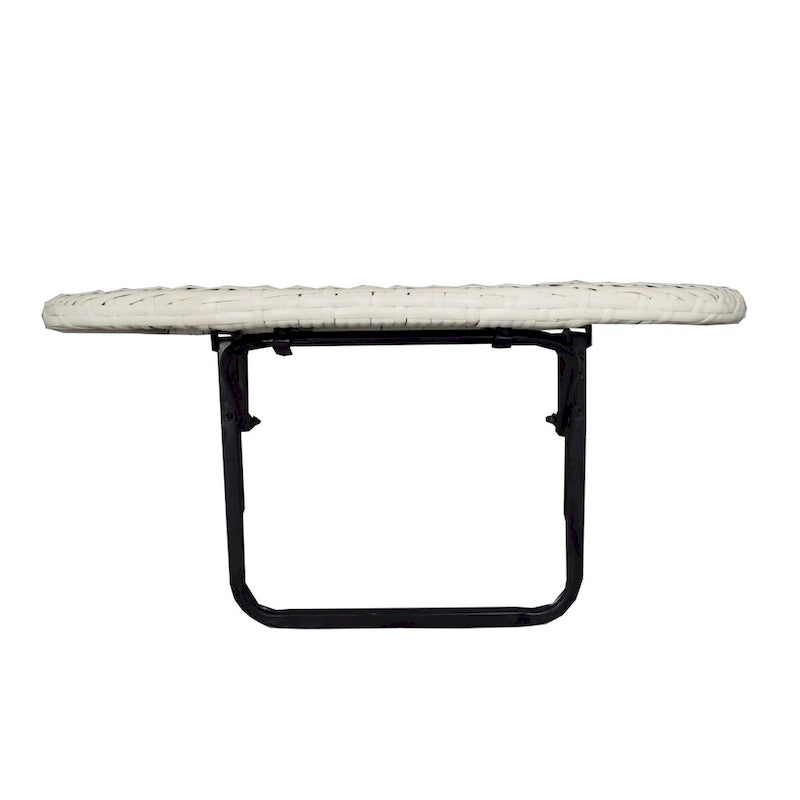 Table de balcon pliable en osier pour l'intérieur et l'extérieur avec structure métallique et pinces réglables