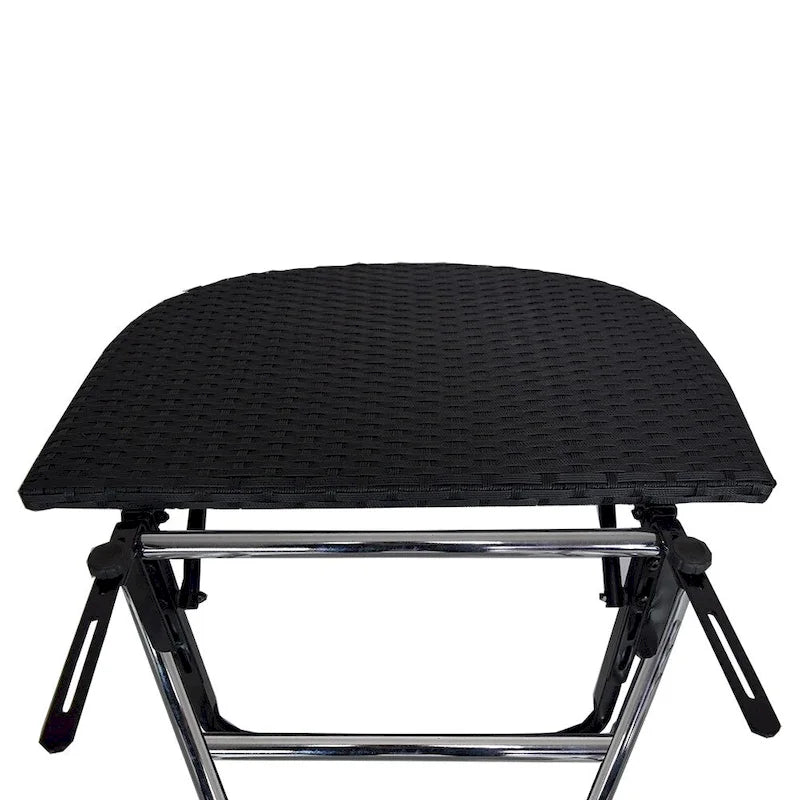 Table de balcon pliable en osier pour l'intérieur et l'extérieur avec structure métallique et pinces réglables