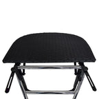 Table de balcon pliable en osier pour l'intérieur et l'extérieur avec structure métallique et pinces réglables