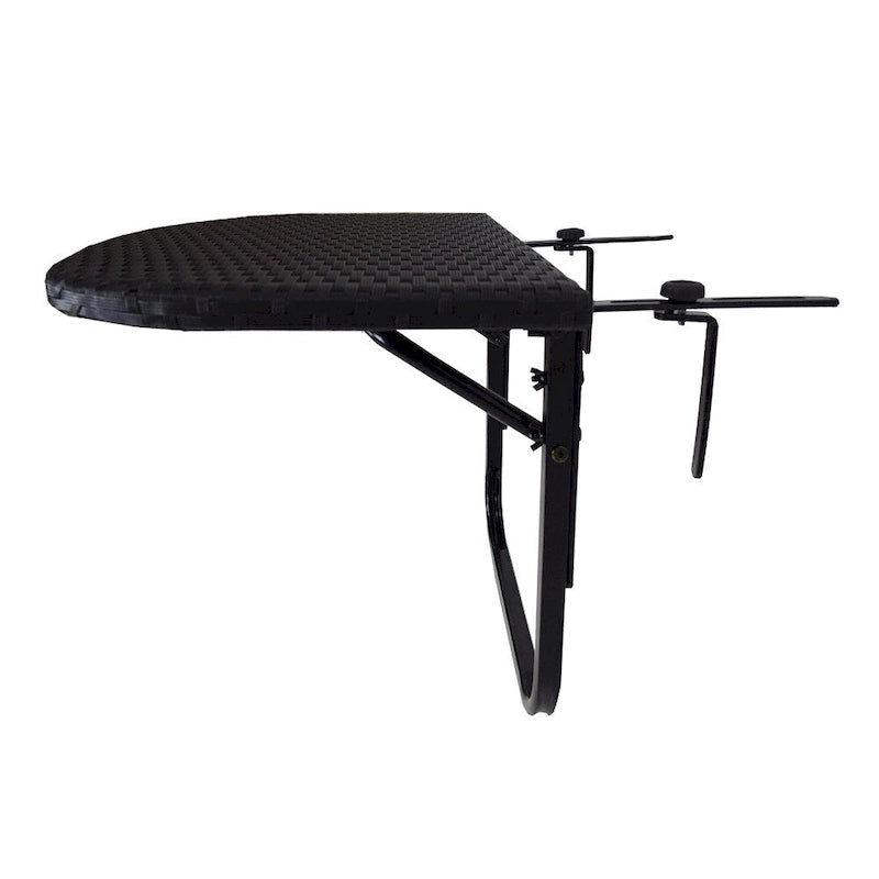 Table de balcon pliable en osier pour l'intérieur et l'extérieur avec structure métallique et pinces réglables