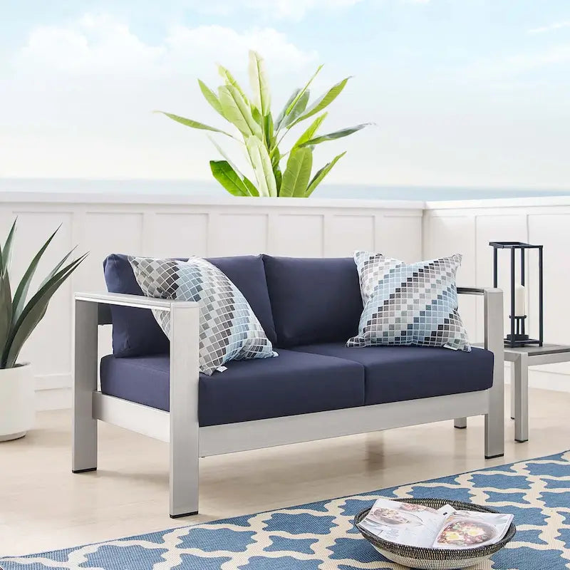 Causeuse d'extérieur Shore en aluminium avec tissu Sunbrella