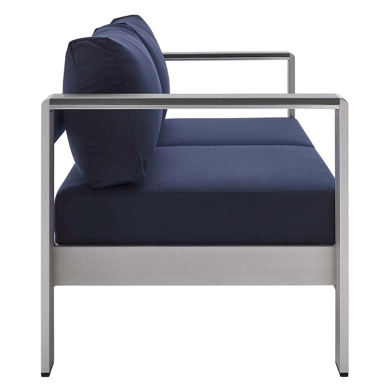 Causeuse d'extérieur Shore en aluminium avec tissu Sunbrella