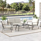Ensemble de conversation de patio en aluminium 4 pièces avec coussins