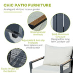 Ensemble de conversation de patio en aluminium 4 pièces avec coussins