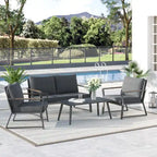 Ensemble de conversation de patio en aluminium 4 pièces avec coussins