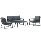 Ensemble de conversation de patio en aluminium 4 pièces avec coussins