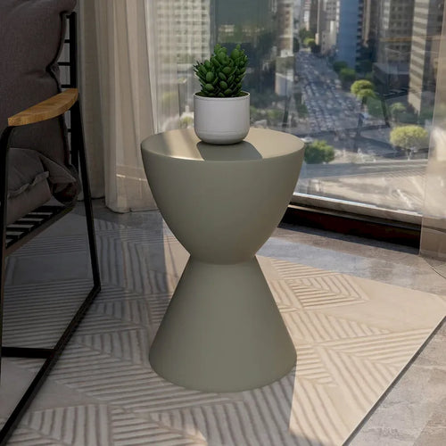 14-Inch Round Side Table in Fiberstone Modern Accent End Table for Indoor and Outdoor