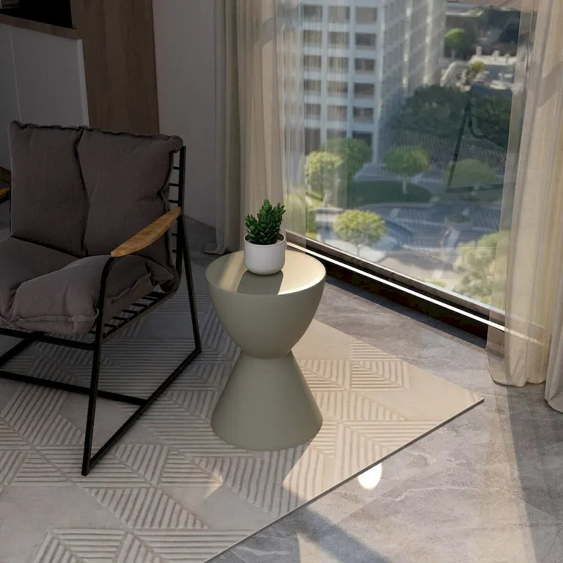 Table d'appoint ronde de 14 po en Fiberstone - Table d'appoint moderne pour intérieur et extérieur