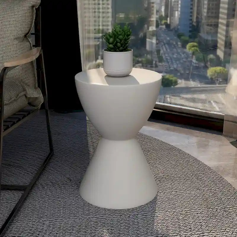 Table d'appoint ronde de 14 po en Fiberstone - Table d'appoint moderne pour intérieur et extérieur