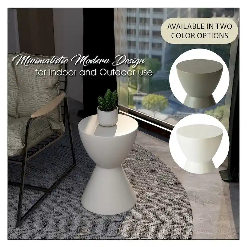 Table d'appoint ronde de 14 po en Fiberstone - Table d'appoint moderne pour intérieur et extérieur