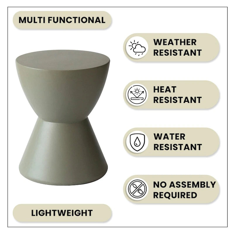 Table d'appoint ronde de 14 po en Fiberstone - Table d'appoint moderne pour intérieur et extérieur