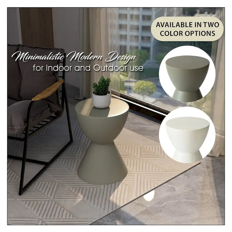 Table d'appoint ronde de 14 po en Fiberstone - Table d'appoint moderne pour intérieur et extérieur