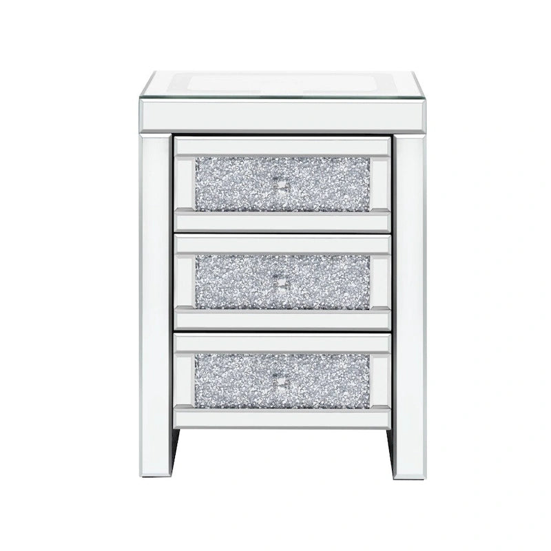 Table d'appoint rectangulaire en miroir argenté 15,7 W avec recharge sans fil et USB