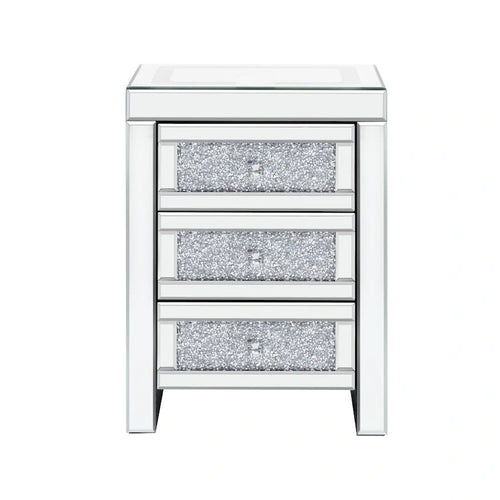 15.7W Silver Rectangle Mirrored End Table with Wireless&USB Charging