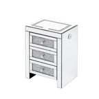 Table d'appoint rectangulaire en miroir argenté 15,7 W avec recharge sans fil et USB