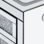 Table d'appoint rectangulaire en miroir argenté 15,7 W avec recharge sans fil et USB