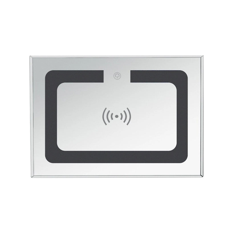 Table d'appoint rectangulaire en miroir argenté 15,7 W avec recharge sans fil et USB