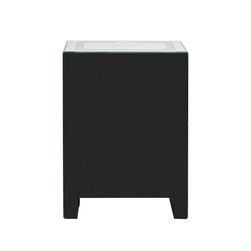 Table d'appoint rectangulaire en miroir argenté 15,7 W avec recharge sans fil et USB