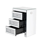 Table d'appoint rectangulaire en miroir argenté 15,7 W avec recharge sans fil et USB