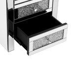 Table d'appoint rectangulaire en miroir argenté 15,7 W avec recharge sans fil et USB