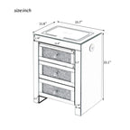Table d'appoint rectangulaire en miroir argenté 15,7 W avec recharge sans fil et USB