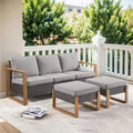 Canapé d'extérieur avec pouf - Marron