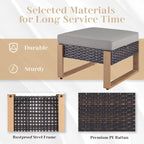 Canapé d'extérieur avec pouf - Marron