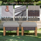 Canapé d'extérieur avec pouf - Marron