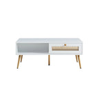 42 W Wood Rectangular Coffee Table with Storage Shelf and Drawer