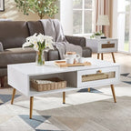 Table basse rectangulaire en bois 42 W avec étagère de rangement et tiroir