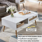 Table basse rectangulaire en bois 42 W avec étagère de rangement et tiroir