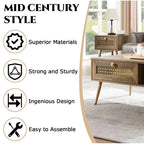 Table basse rectangulaire en bois 42 W avec étagère de rangement et tiroir