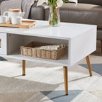 Table basse rectangulaire en bois 42 W avec étagère de rangement et tiroir