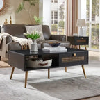 Table basse rectangulaire en bois 42 W avec étagère de rangement et tiroir