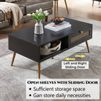Table basse rectangulaire en bois 42 W avec étagère de rangement et tiroir