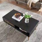 Table basse rectangulaire en bois 42 W avec étagère de rangement et tiroir