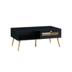 Table basse rectangulaire en bois 42 W avec étagère de rangement et tiroir