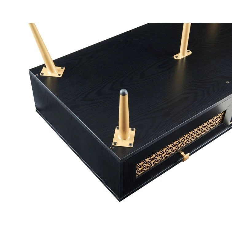 Table basse rectangulaire en bois 42 W avec étagère de rangement et tiroir
