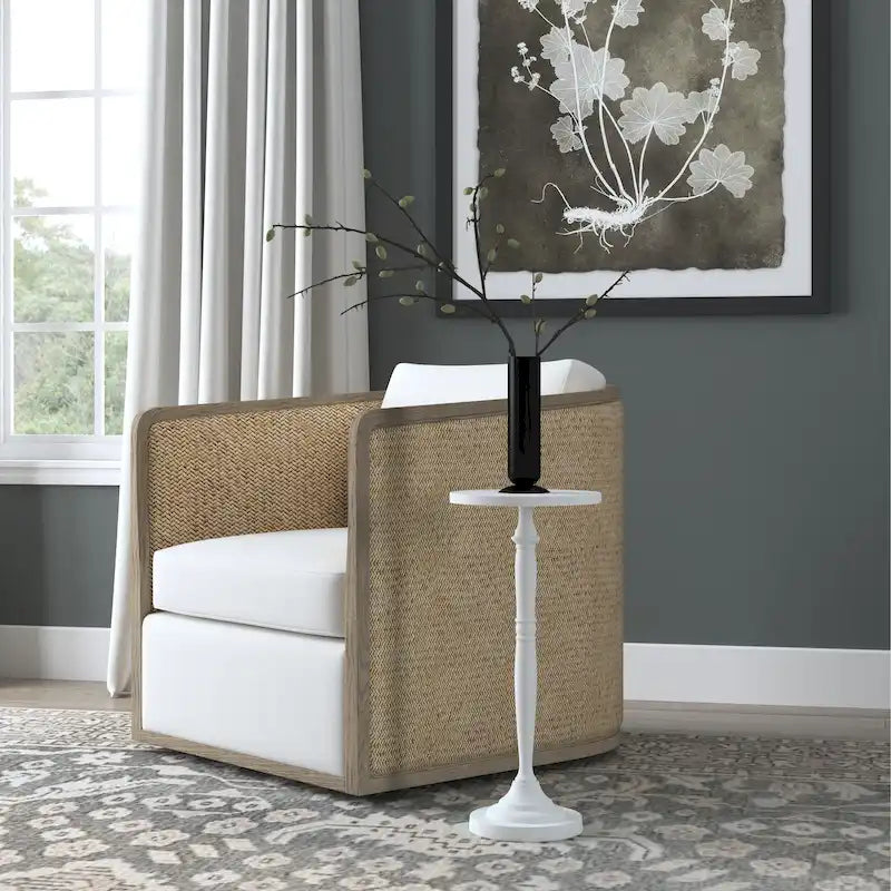 Landon Outdoor Round Metal Pedestal Side Table