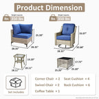 Ensemble de 6 chaises pivotantes en osier d'extérieur OVIOS avec table basse à énergie solaire